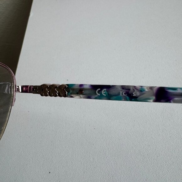 TOUS Semi Rimless Rectangular Eyeglasses Bear Logo Designer Frame Y2K